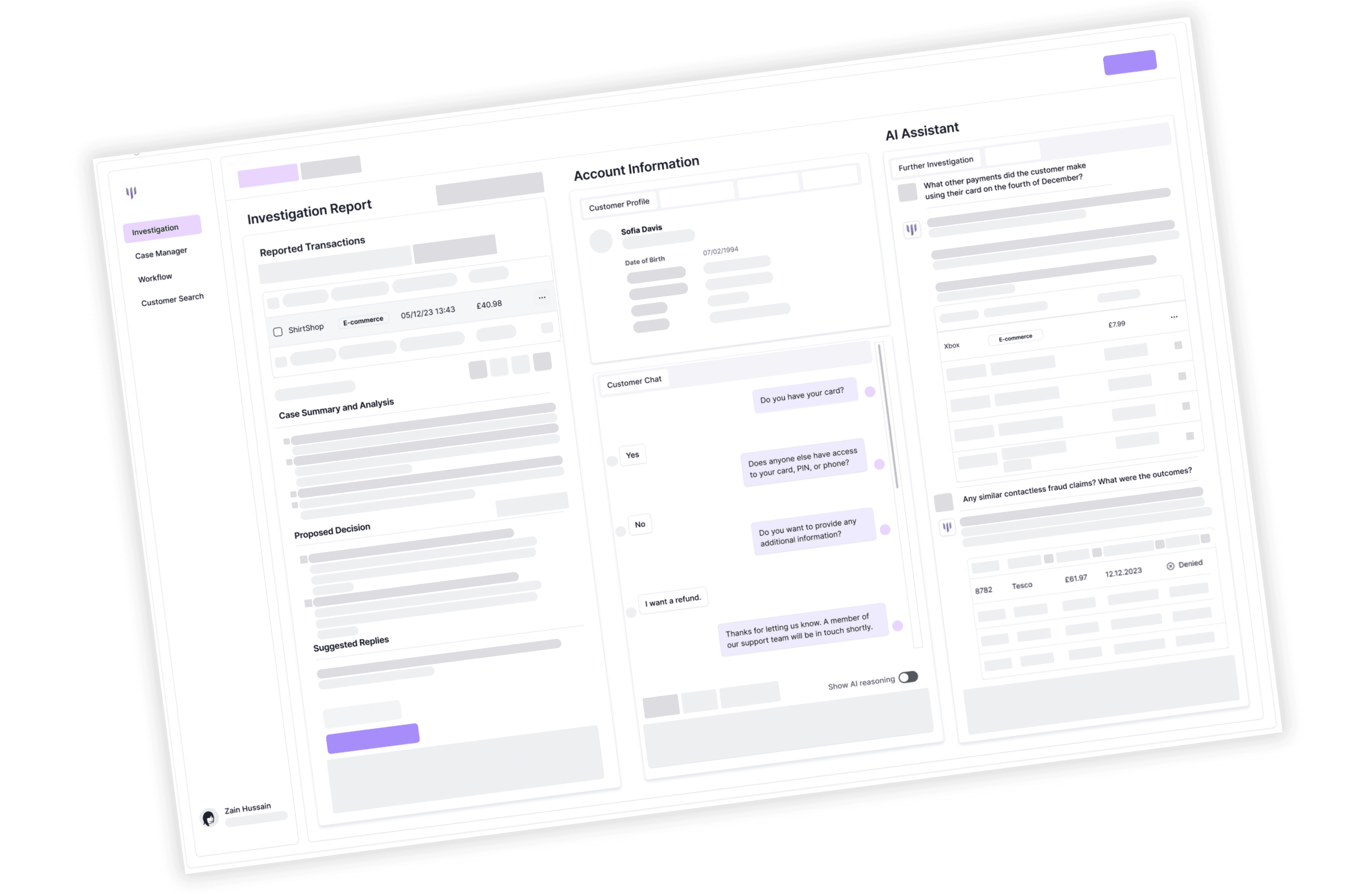 Screenshot of the main dashboard with gradients as background